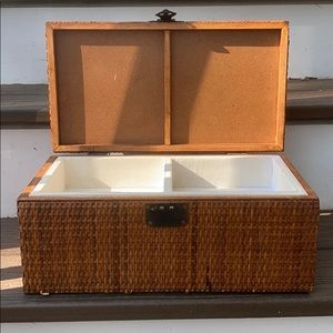 Pottery Barn rattan jewelry box